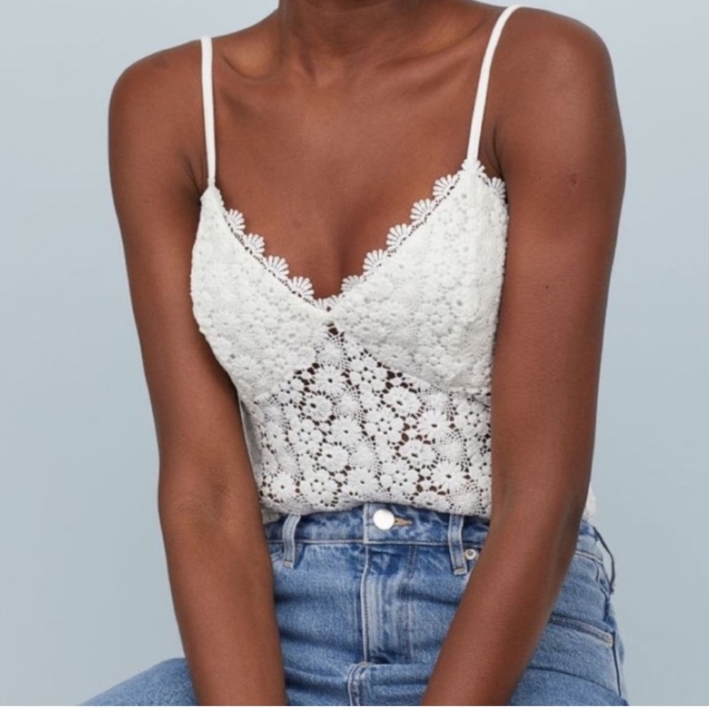 H&M Crochet Lace Bodysuit Size M